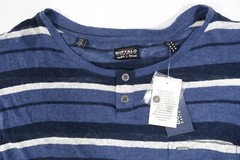 BUFFALO DAVID BITTON STRIPED BLUE XL SHEER POCKET HENLEY TEE TSHIRT MENS NWT NEW