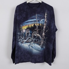 The Mountain Wolf Snowy T-shirt Blue Find 13 Wolves Snow Scene Large Long Sleeve