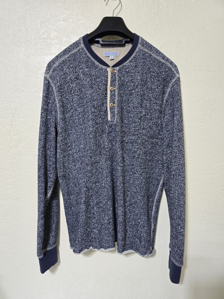 J.Crew Wallace & Barnes Blue Marled French Terry Henley Shirt Medium