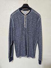 J.Crew Wallace & Barnes Blue Marled French Terry Henley Shirt Medium