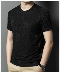 New Fashion Trend Ice Silk Breathable Summer Short Sleeve Luxury Men T-Shirt