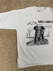 ENG T-Shirt Mens Large Regular Fit Crew Neck Sri Lanka Wildlife Elephant White