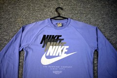 Nike Long Sleeve Tee Mens S Blue Spell Out Swoosh Crewneck Crew Neck