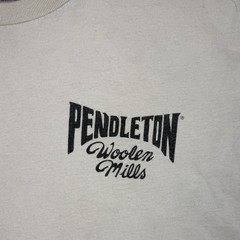 Pendleton T Shirt Mens M Graphic Cream Western Cowboy Woolen Mills Logo Tee