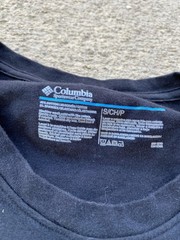 Columbia Shirt Mens Womens Uni Small Black Stretch Crewneck Cotton Casual Vintag