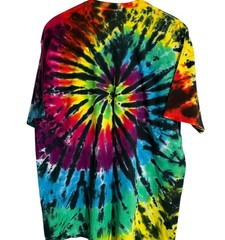 Liquid Blue Rainbow Spiral Tie Dye Shirt XL Black Web Spider Psychedelic Tee