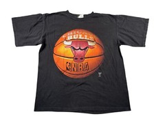 Vintage Chicago Bulls 90s T Shirt Mens XL Black Faded Graphic Short Sleeve Logo
