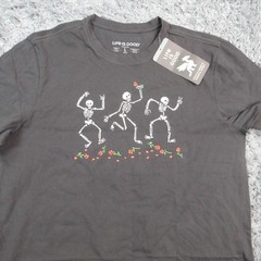 Life Is Good Shirt Mens L Black Skeleton Graphic Crew Neck Tagless NWT