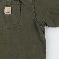 Used Carhartt Henley neck short-sleeved T-shirt with a single logo pocket me…