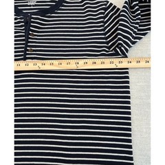 Lands End Mens Striped Long Sleeve Thermal Henley Shirt Size XL Navy White
