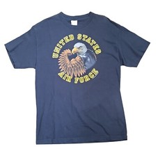 United States Air Force T Shirt Vintage Flexing Bald Eagle Blue Size L See Photo