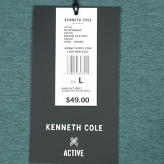 Kenneth Cole Tech Raglan Active Tee Shirt Sz L Marine Stretch Soft Curved Hem