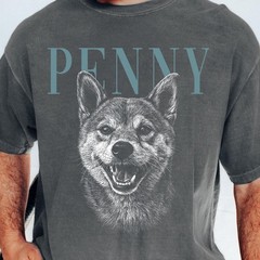 Personalized Dog Portrait Shirt Custom Pet Photo Sketch T-Shirt with Name