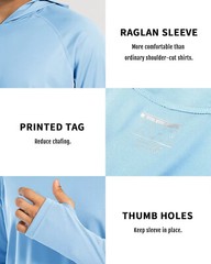 UPF50+ Mens Sun Block Hoodie Long Sleeve Skin Protection Sun Shirts Fishing Tops