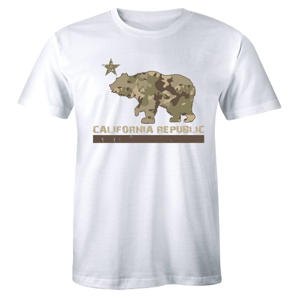 California Republic Flag T-Shirt Cali CA Grizzly Distressed Bear Men’s Tee Shirt
