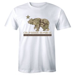 California Republic Flag T-Shirt Cali CA Grizzly Distressed Bear Men’s Tee Shirt