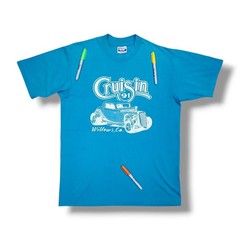 Vintage CRUISIN 1991 Willows, CA Street Rod Single Stitch Blue T-Shirt Men’s L