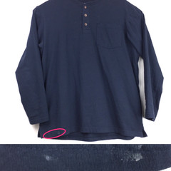 Duluth Mens Large Relaxed (48 in Chest) Navy Blue Henley Pocket Longtail Tee