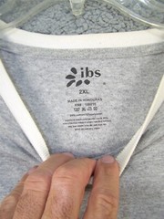 IBS Tee Shirt Adult Size 2XL Gray White Baseball Sports Casual Cotton Blend Mens