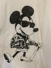 Vtg 80s Mickey Mouse Sunglasses Leather Jacket T-Shirt Screen Stars White L #88