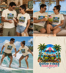 Funny Coconut Beach Shirt Good Times Tropical Vacation Summer Gift Tee – Black