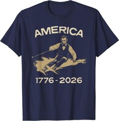 America 1776 2026 Abraham Lincoln Skiing President Graphic T-Shirt