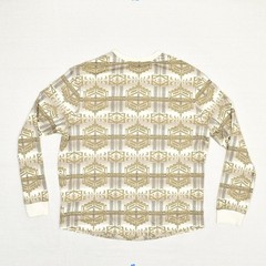 NEW Cremieux Men’s T Shirt Geometric Cotton Brown Long Sleeve Size L Henley