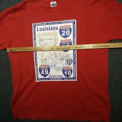 John Son Louisiana Map Thermal TShirt Sz 3XL Mens Red Gorpcore Interstate