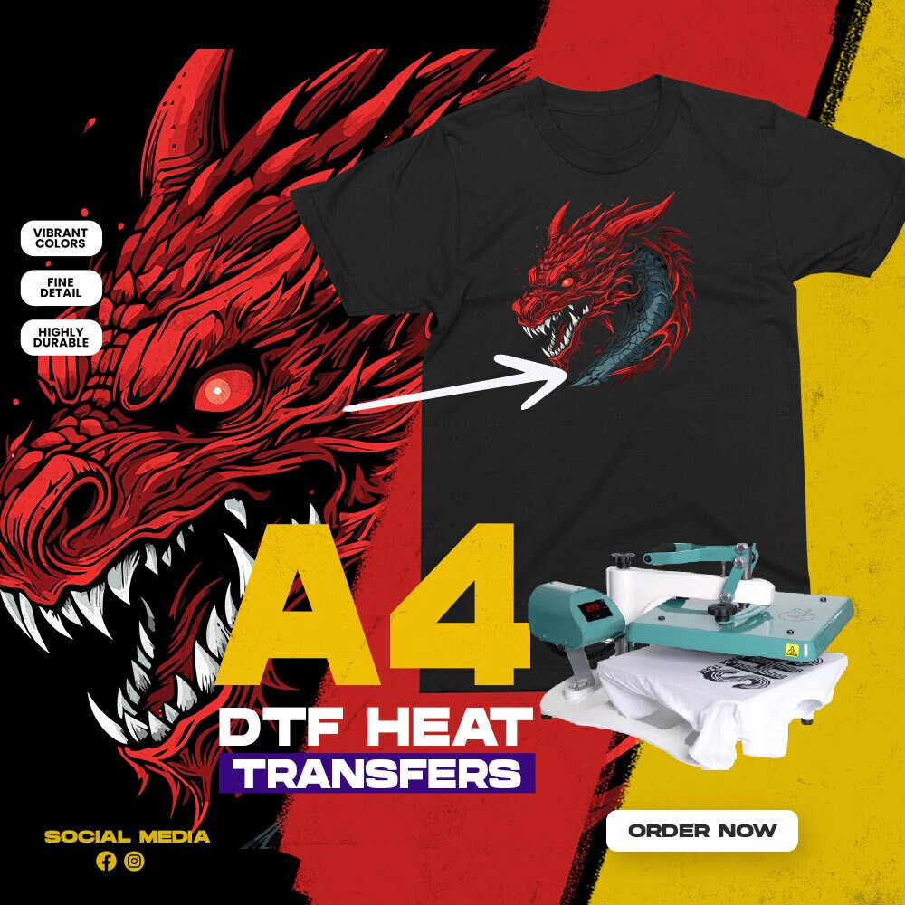 Custom A4 Heat Transfer DIY Stickers Bulk Wholesale DTF Gang Sheet Transfers