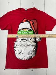 Gildan Red Santa Claus Graphic Print Short Sleeve Shirt Mens Size Small