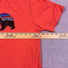Patagonia Mens Orange Fitz Roy Bear Organic Crewneck Slim Fit T-Shirt Size M