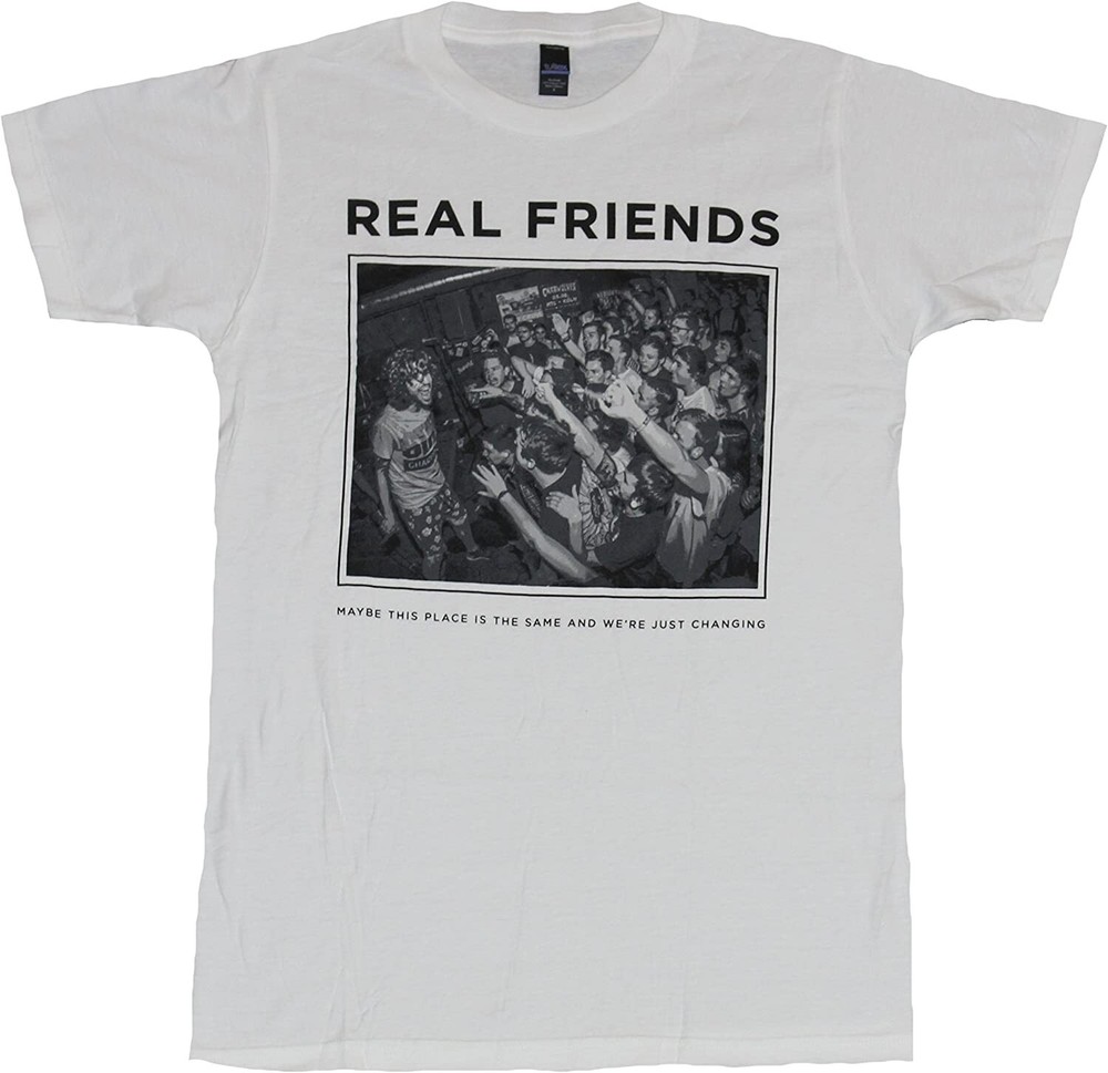 Real Friends Mens Concert Crowd Maybe This Place is the Same White Shirt New XS