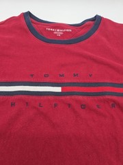 Tommy Hilfiger T-Shirt Men Large Red Embroidered Cotton Tee.#46171