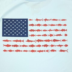 Vapor Apparel Shirt Mens Large Blue USA Flag Patriotic Fish Graphic UPF 50+