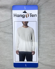 HANG TEN Men’s Large Cream Color Long Sleeve Sun Shirt UPF 50+