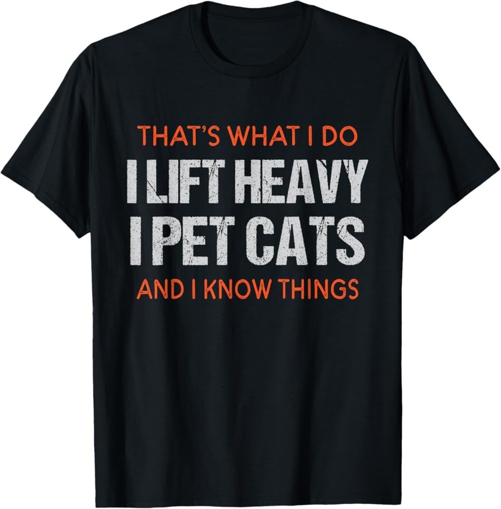 New Limited Funny Gym Workout Weightlifting Cat Animal Themed Saying T-Shirt