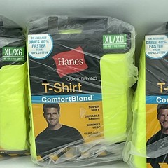 Hanes Men’s T-shirt Comfort Blend Quick Drying Crew Neck 3-Packs Yellow Sz. XL