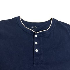 J Crew Henley Shirt Mens XL Navy Blue Contrast Trim Cotton Short Sleeve Preppy
