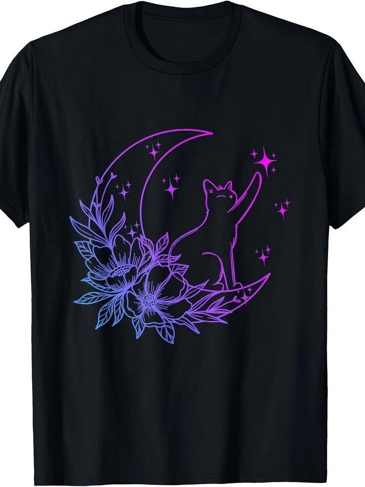 Men’s Heavyweight Glow in the Dark T Shirt Neon Night Sky Retro Tee with Pink