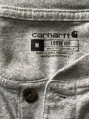 Carhartt Short Sleeve Henley T Shirt Pocket 3 Button Size Med Gray