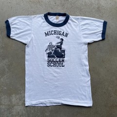 Vintage 1987 Michigan Soccer School T-Shirt Ringer Men’s Small Regular Fit