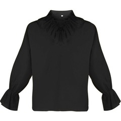 Medieval Lapel Pleated Puffy Sleeve Shirt Men Vintage Long Sleeve Cosplay Shirts