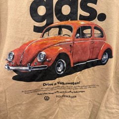 Volkswagen Save Gas Drive a VW Beetle Graphic T-Shirt Tan Mens Medium