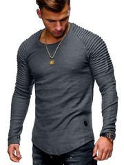 Zonbailon men’s t-shirt solid color slim fit Sports fitness t-shirt long sleeve
