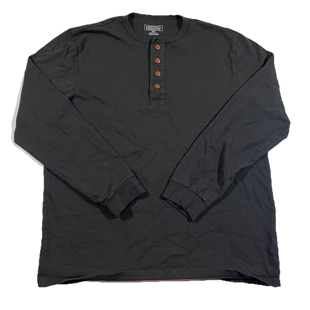 Pendleton Black Long Sleeve Henley Shirt Basic Everyday Men’s Size Small