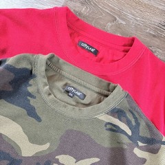 CITYLAB City Lab Lot of 2 Fitted Thermal Crewneck Shirt Red and Camo Size 2XL