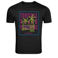 Tropical Beach Paradise Neon Palm Summer Vacation T-Shirt