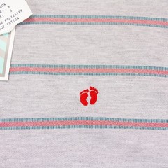 Vintage NWT Hang Ten Mens Small Gray Striped Crewneck T Shirt Poly Cotton Blend