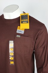 Ariat Men’s Rebar Cotton Strong Hardhead Pocket T Shirt Long Sleeve Bitter Choco