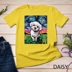 Maltipoo Starry Night White Maltese Poodle Dog Art by Aja T-Shirt Unisex T-shirt